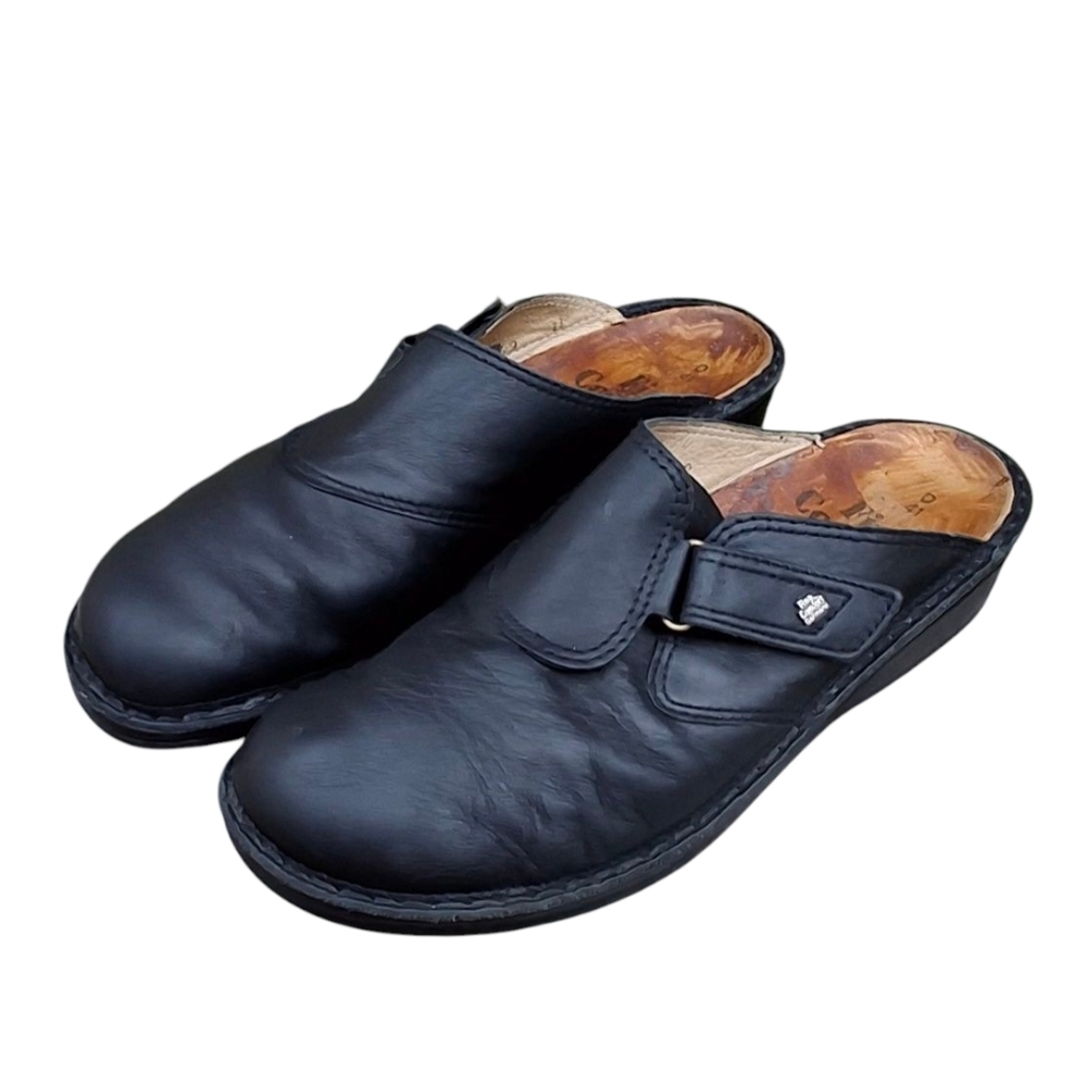 Finn Comfort Aussee Black Leather Slip-On Mule Clog Shoe  Women Size 41EU / 10US